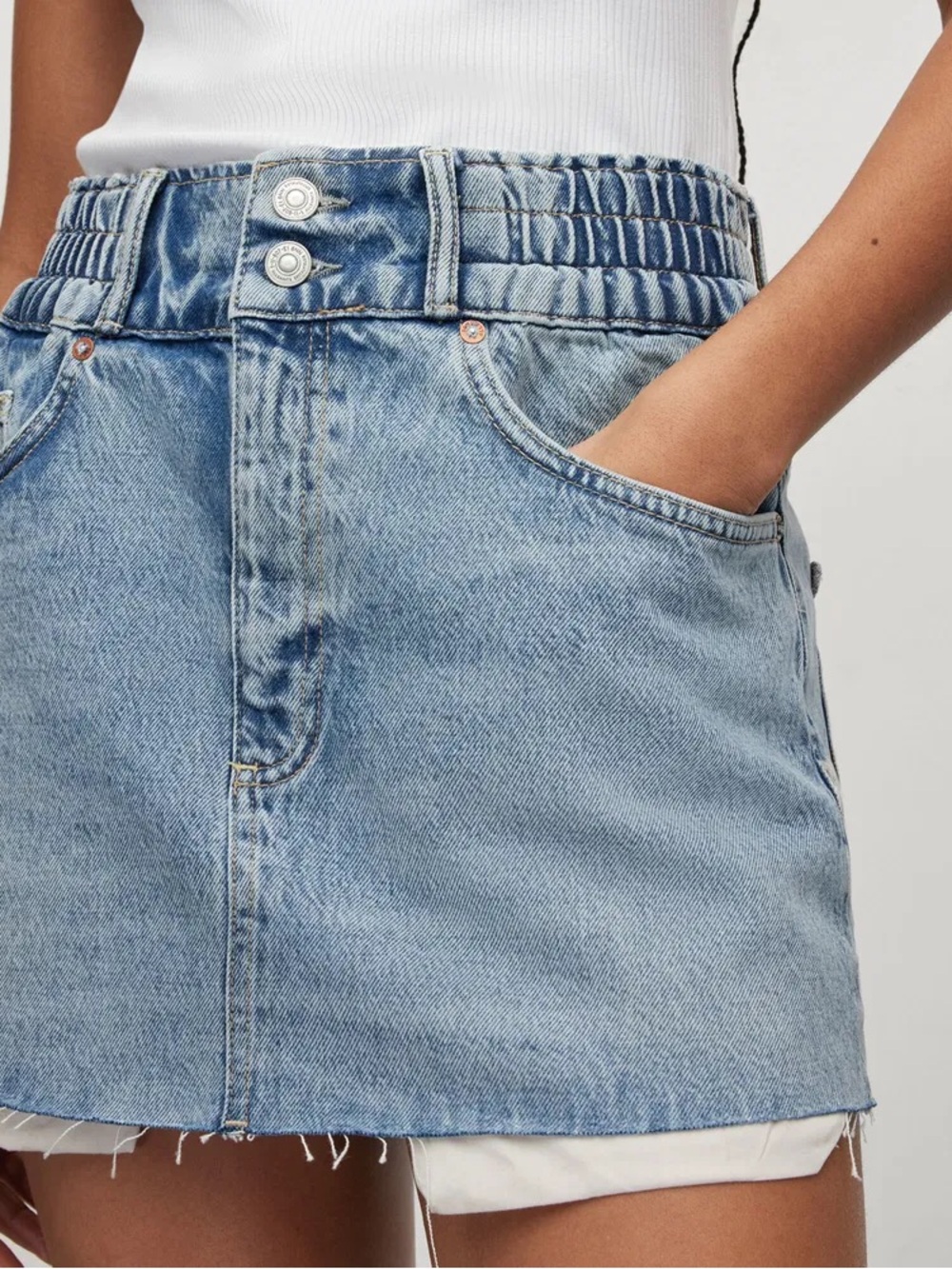 New all saints denim mini skirt